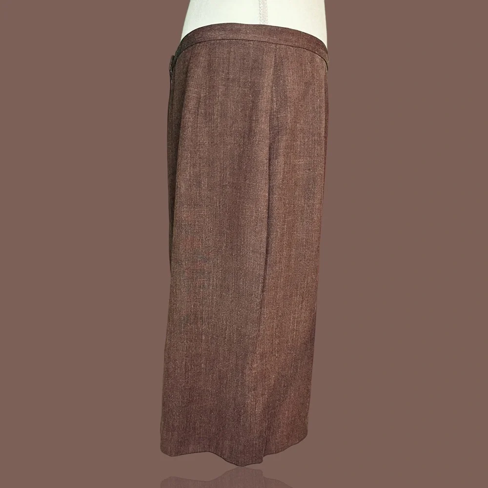 Vintage Dolce & Gabbana Brown Linen Blend Tweed Pencil Skirt IT Size 48